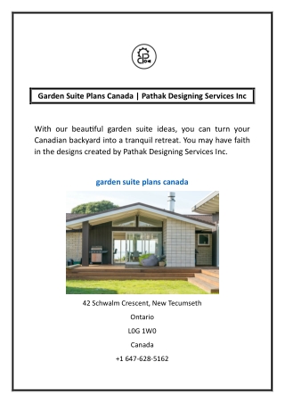 Garden Suite Plans Canada | Pathak Designing Services Inc