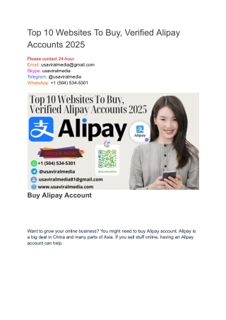 Top 10 Websites To Buy, Verified Alipay Accounts 2025