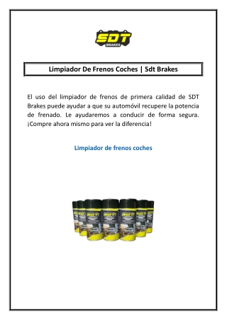 Limpiador De Frenos Coches | Sdt Brakes