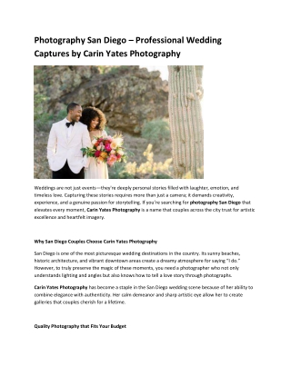 Photography San Diego – Professional Wedding Captures by Carin Yates Photography