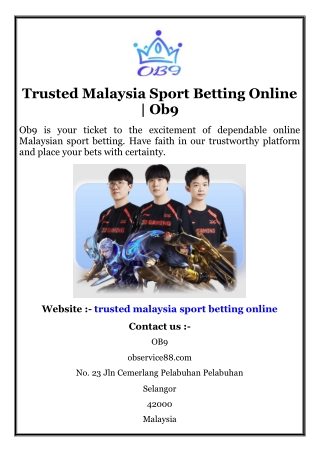 Trusted Malaysia Sport Betting Online  Ob9