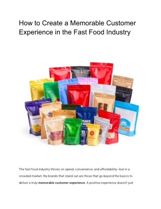 How to Create a Memorable Customer Experience in the Fast Food Industry