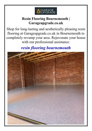 Resin Flooring Bournemouth Garageupgrade.co.uk