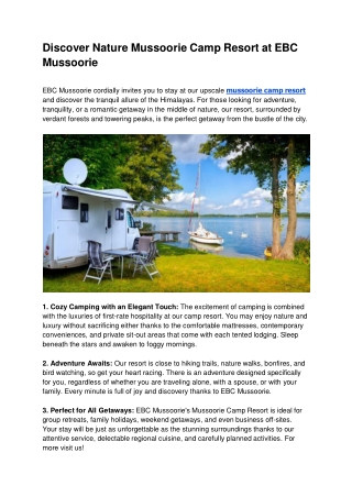 Discover Nature Mussoorie Camp Resort at EBC Mussoorie