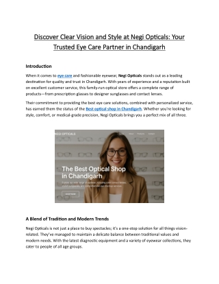 Discover Clear Vision and Style at Negi Opticals