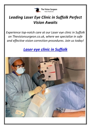 Leading Laser Eye Clinic in Suffolk Perfect Vision Awaits