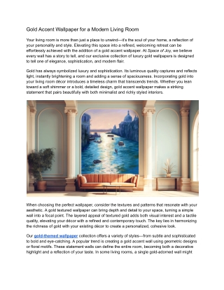 Gold Accent Wallpaper for a Modern Living Room