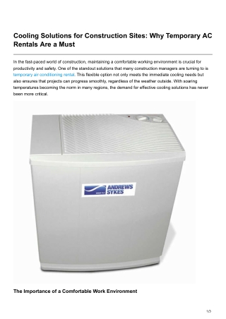 Cooling Solutions for Construction Sites Why Temporary AC Rentals Are a Must