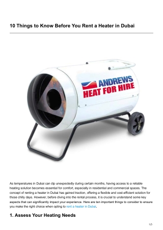 10 Things to Know Before You Rent a Heater inDubai
