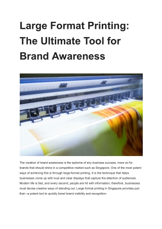 Large Format Printing: The Ultimate Tool for Brand Awareness
