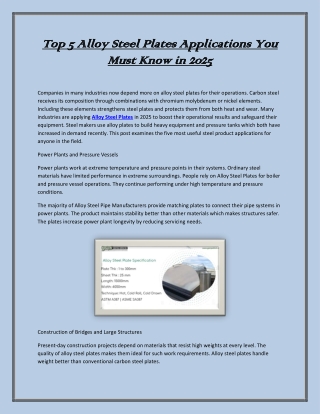 Top 5 Alloy Steel Plates Applications You Must Know in 2025