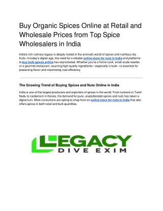 Buy Organic Spices Online at Retail and Wholesale Prices from Top Spice Wholesalers in India