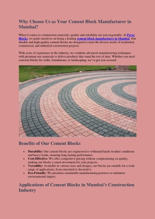 Cement Block Manufacturer in Mumbai