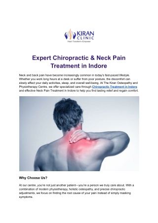 Trusted Chiropractic Treatment in Indore