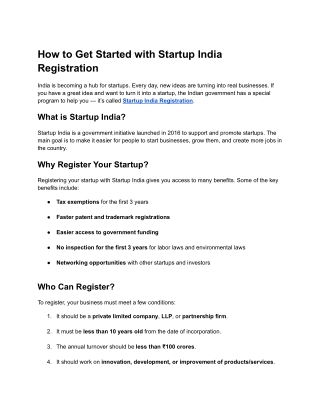 How to Get Started with Startup India Registration
