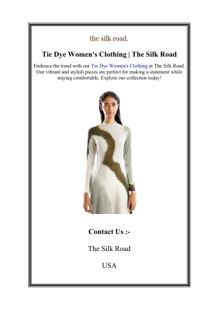 Tie Dye Women's Clothing | The Silk Road