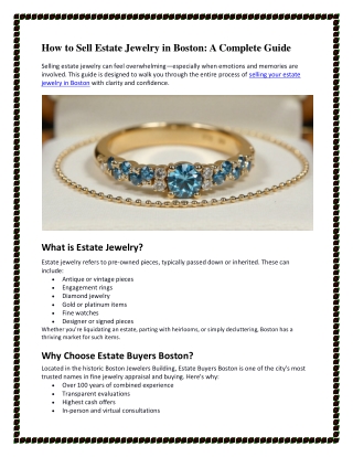 How to Sell Estate Jewelry in Boston - A Complete Guide