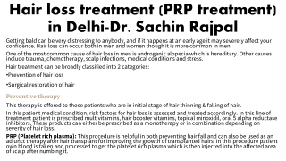 Hair loss treatment (PRP treatment)-Dr. Sachin Rajpal