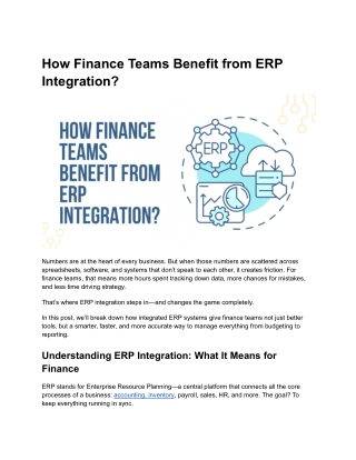 How Finance Teams Benefit from ERP Integration
