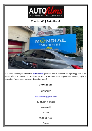 Vitre teinté  Autofilms.fr