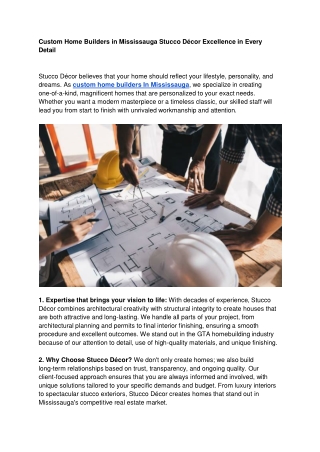 Custom Home Builders in Mississauga Stucco Décor Excellence in Every Detail