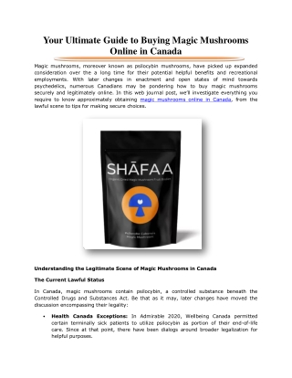 Your Ultimate Guide to Buying Magic Mushrooms Online in Canada