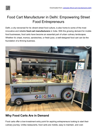 Food Cart Manufacturer in Delhi- Empowering Street Food Entrepreneurs