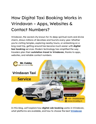 Vrindavan Taxi Service - Mr. Cabby