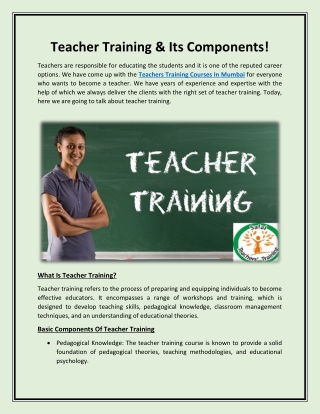 Teachers Training Courses In Mumbai