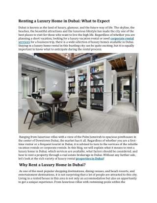Renting a Luxury Home in Dubai What to Expect