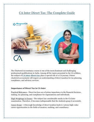 CA Inter Direct Tax: The Complete Guide