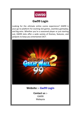 Gw99 Login