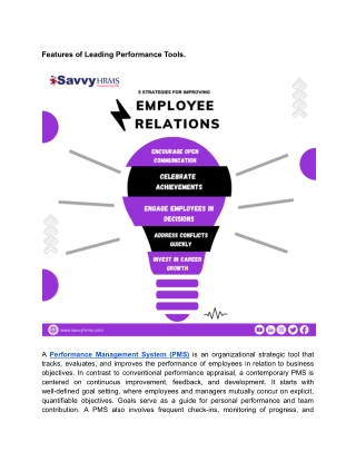 Features of Leading Performance Tools.