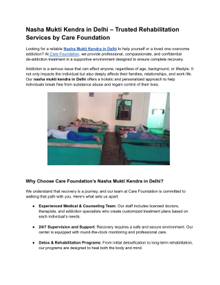 Nasha Mukti Kendra in Delhi