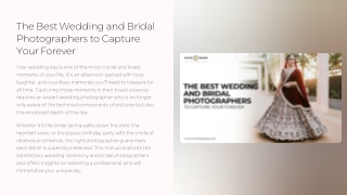 The Best Wedding and Bridal Photographers to Capture Your Forever