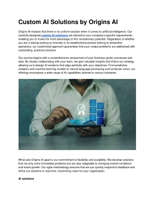 Custom AI Solutions by Origins AI