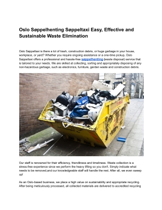 Oslo Søppelhenting Søppeltaxi Easy, Effective and Sustainable Waste Elimination