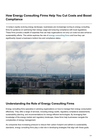 How Energy Consulting Firms Help You Cut Costs and Boost Compliance