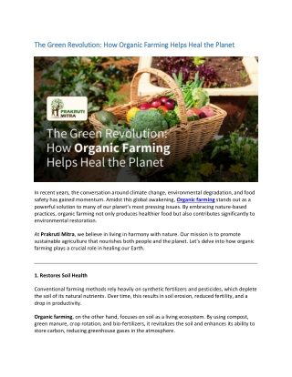 The Green Revolution How Organic Farming Helps Heal the Planet