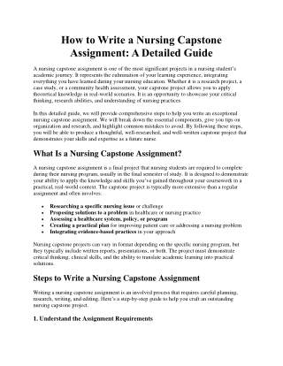 How to Write a Nursing Capstone Assignment: A Detailed Guide