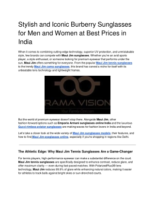 Stylish and Iconic Burberry Sunglasses for Men and Women at Best Prices in India