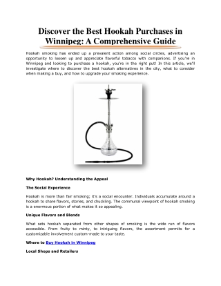 Discover the Best Hookah Purchases in Winnipeg: A Comprehensive Guide