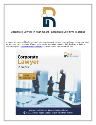 Corporate Lawyer in High Court