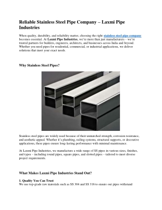 stainless steel pipe company