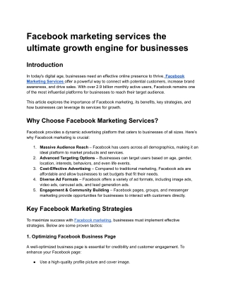 Facebook Marketing Services to Grow Your Business