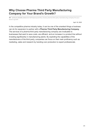 Why Choose Pharma Third Party Manufacturing Company for Your Brands Growth?