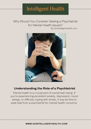 Why Should You Consider Seeing a Psychiatrist for Mental Health Issues