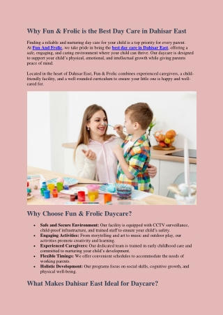 Best Day Care in Dahisar East