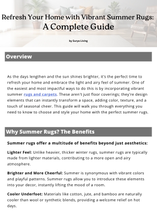 Refresh Your Home with Vibrant Summer Rugs A Complete Guide
