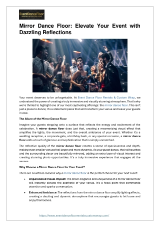 Mirror Dance Floor Rentals in New York